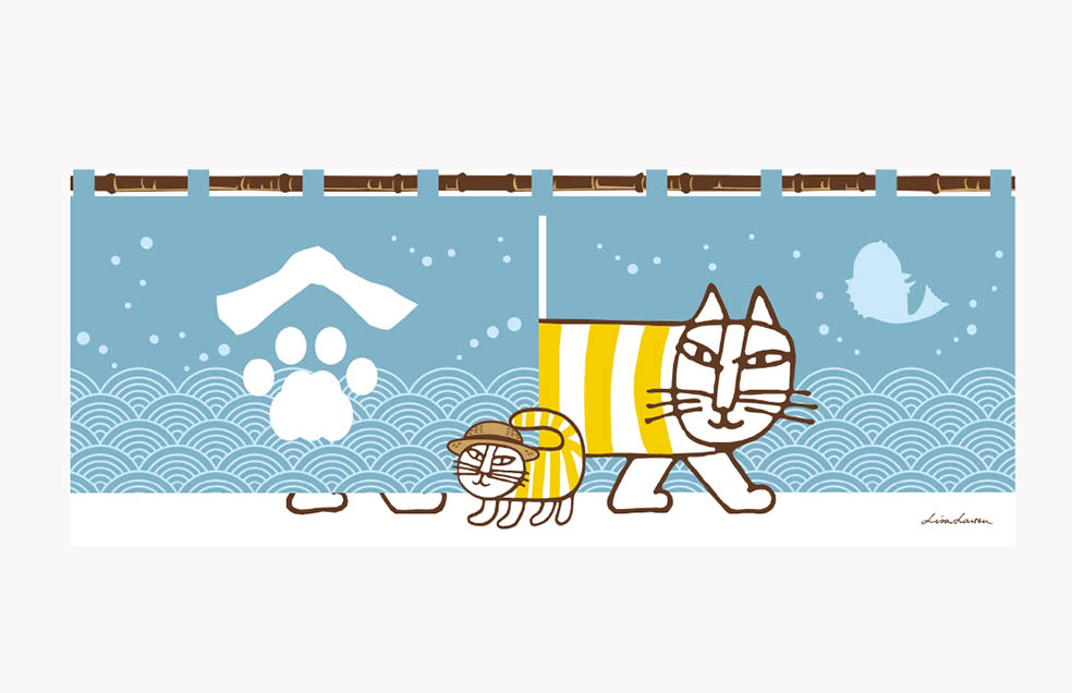 LifTe北欧の暮らし スウェーデン リサ・ラーソン 猫のマイキー 手ぬぐい JAPANシリーズ トンカチ