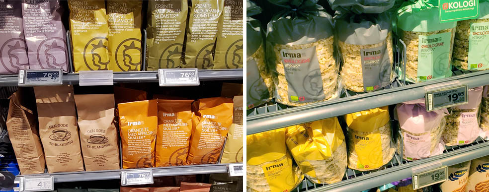 LifTe北欧の暮らし 冬の北欧旅2023の5日目で訪れたデンマークコペンハーゲンにあるスーパーマーケットirma(イヤマ)で販売されているイヤマブランドの食品