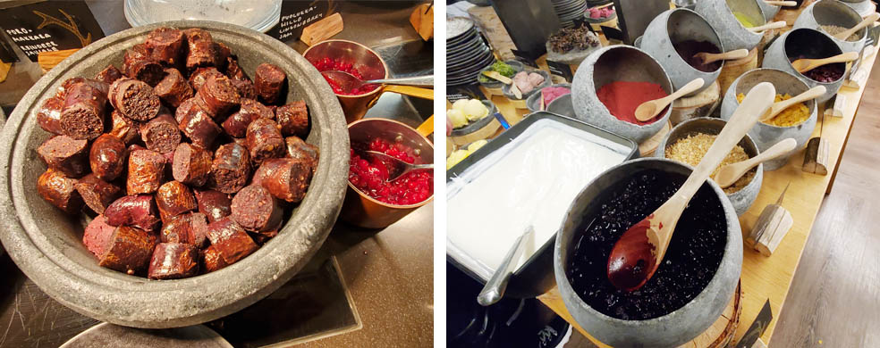 LifTe北欧の暮らし フィンランド 編集部が2023年冬の北欧出張9日目前編で訪れたLapland Hotels Bulevardi（ラップランド ホテルズ ブレヴァルディ）の朝食で提供されたトナカイ肉のソーセージ