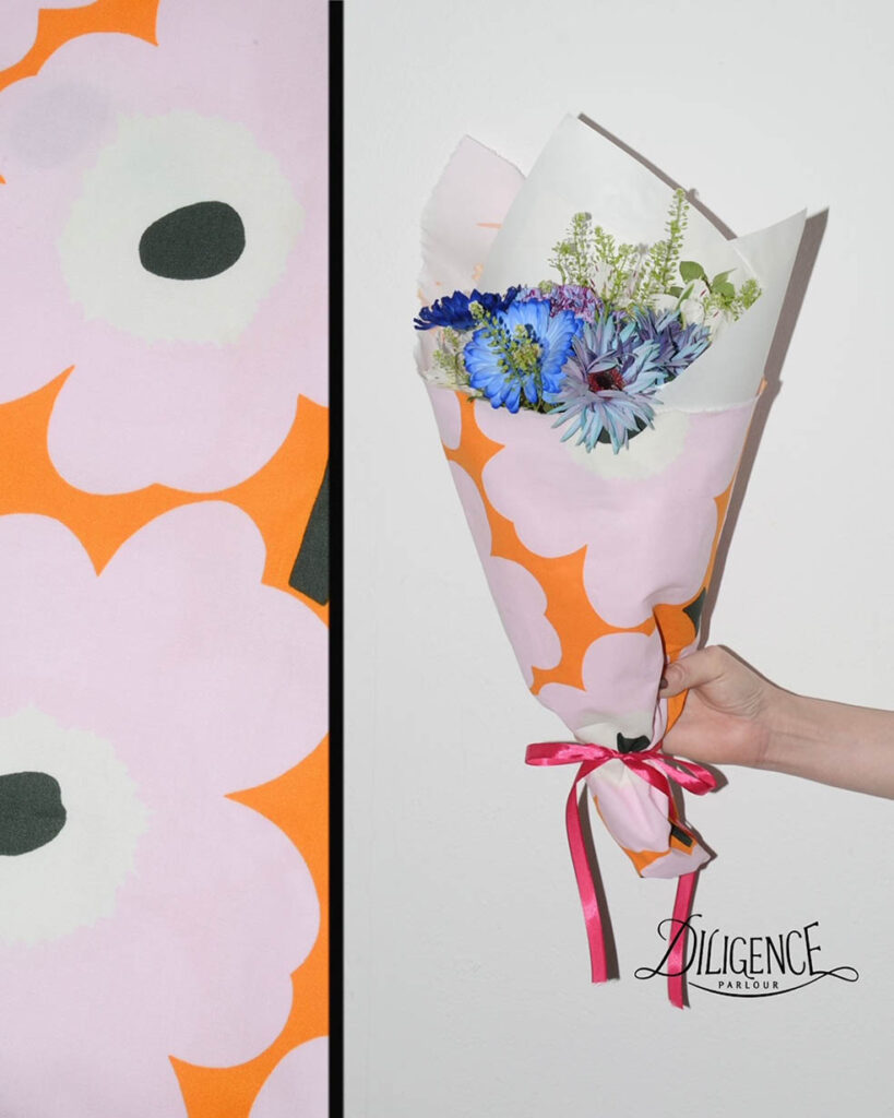 LifTe北欧の暮らし フィンランドのデザインブランド「マリメッコ」が3月25日(月)から7日間期間限定でオープンする「Marimekko Sakura moment」では花束をマリメッコのファブリックで包んでくれるサービスも