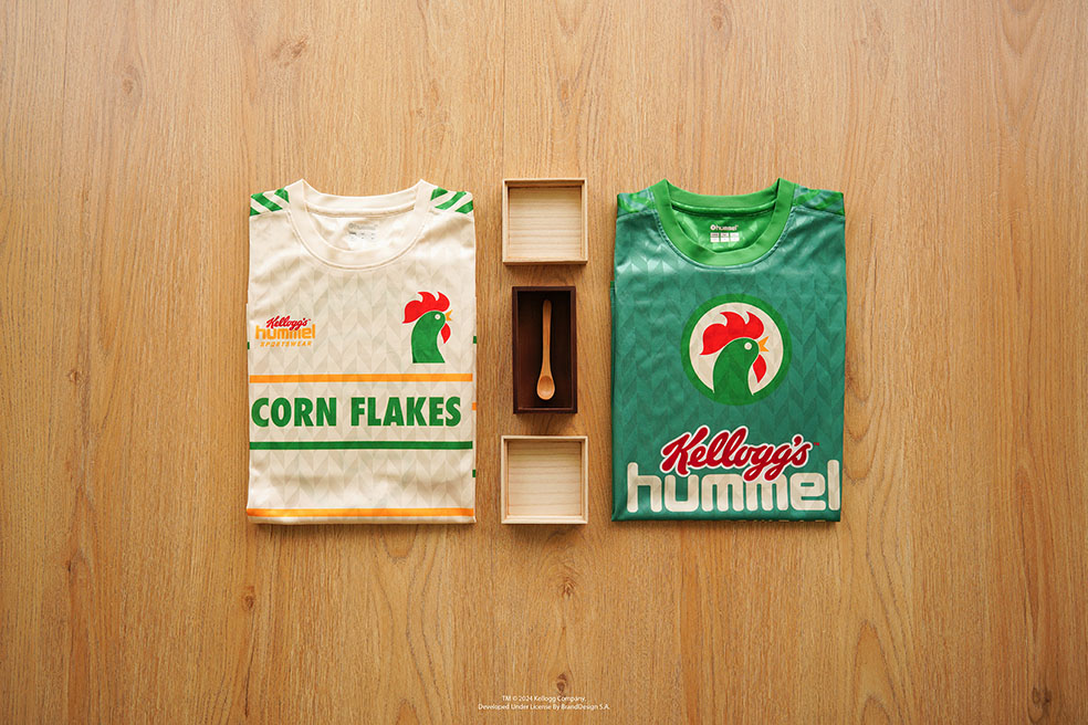 LifTe北欧の暮らし デンマークのスポーツブランドヒュンメルとコーンフレークのケロッグのコラボアイテム Tシャツ
