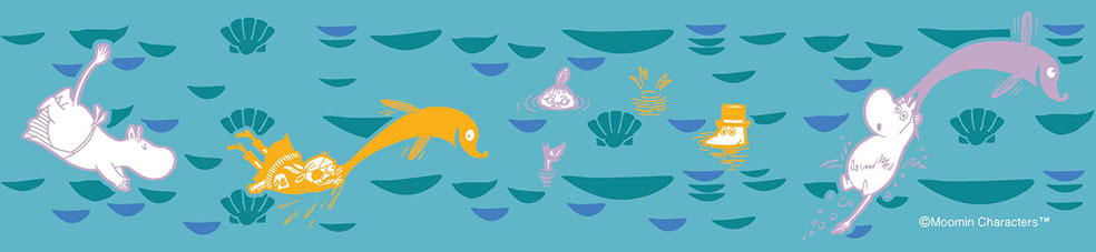 LifTe北欧の暮らし フィンランドのムーミンとキユーピーがコラボしたキユーピー瓶入りマヨネーズのデザイン 2024は海で遊ぶムーミンやムーミンママ、リトルミイ、ムーミンパパが描かれている