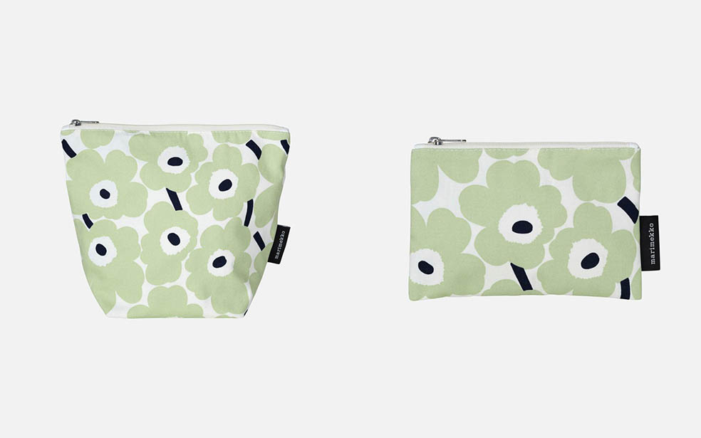 LifTe北欧の暮らし フィンランドのブランド marimekko(マリメッコ)の新作ホームコレクションはアイスグリーンのウニッコ コスメポーチ コンパクトポーチ