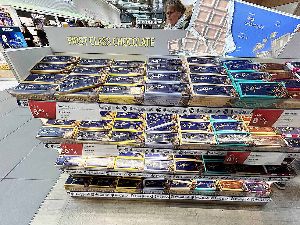 LifTe北欧の暮らし 2024年冬の北欧旅日記13日目で訪れたフィンランドのヴァンター空港内で購入できるファッツェルチョコレート