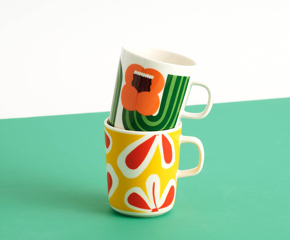 LifTe北欧の暮らし フィンランドのマリメッコが伊勢丹新宿店で8月6日~12日の間展開するポップアップストア「FIEELD OF FLOWERS」のマグカップ