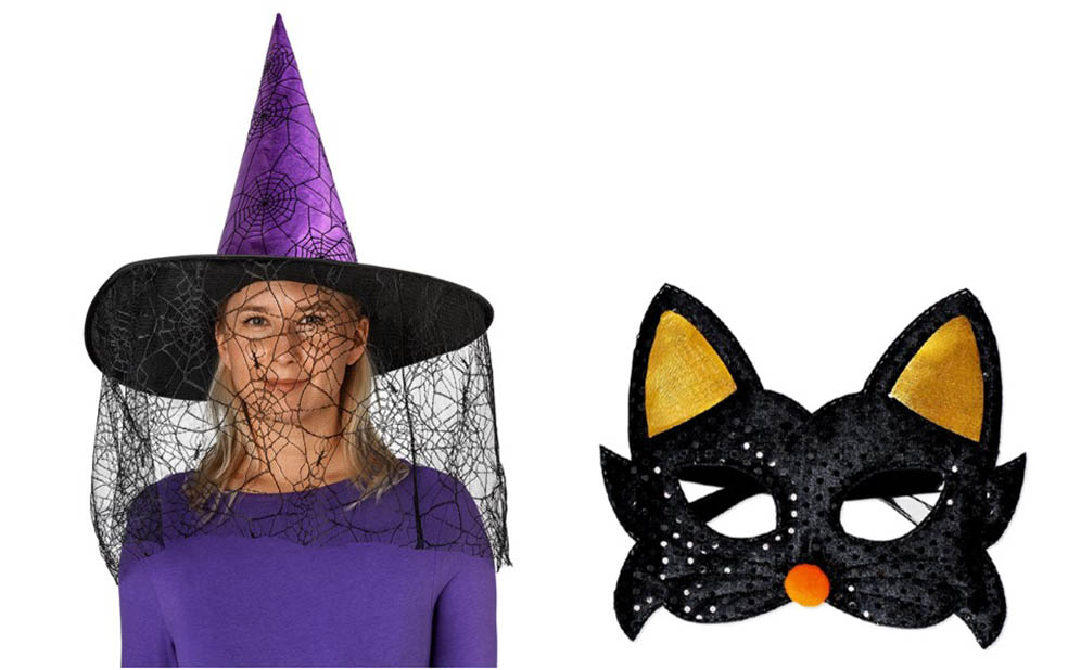 LifTe北欧の暮らし デンマーク発祥のフライングタイガーコペンハーゲンが2025年秋までに発売するハロウィンアイテムの魔女の帽子とネコマスク(キッズ)