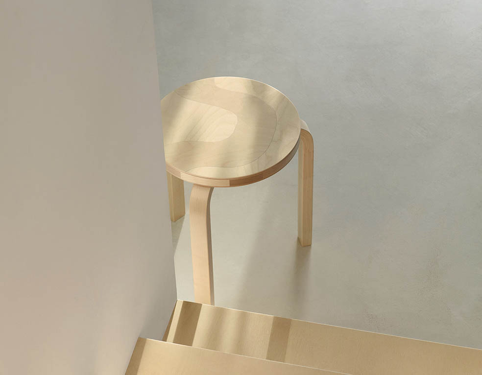 LifTe北欧の暮らし フィンランドのアルテックとマリメッコがコラボをして発売されるアアルトがデザインしたスツール60 柄のデザインはマイヤ・イソラ セイレーニ Seireeni