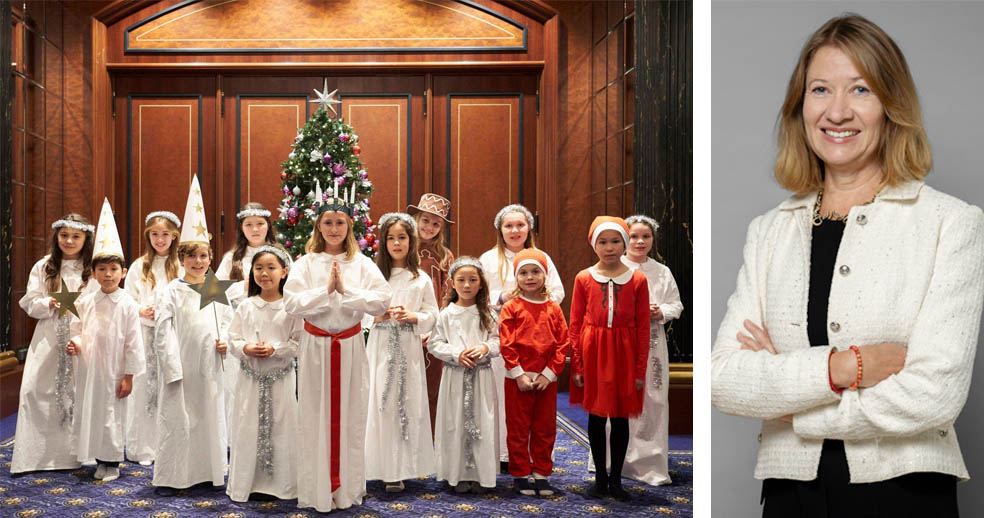 LifTe北欧の暮らし 埼玉県飯能市のメッツァビレッジで開催されている「メッツァの北欧クリスマス2025」で12月13日に開催されるルシア祭イメージと、スウェーデン大使館 ヴィクトリア・リー駐日スウェーデン大使