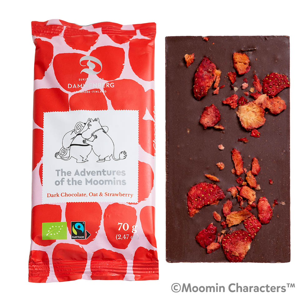 LifTe北欧の暮らし フィンランドの家族経営で作られるチョコレートブランド「DAMMENBERG(ダンメンベルグ)」から発売されるムーミンデザインのオーガニックチョコレート ムーミン 有機ダークチョコレート オーツ＆ストロベリー カカオ56％ [70g]