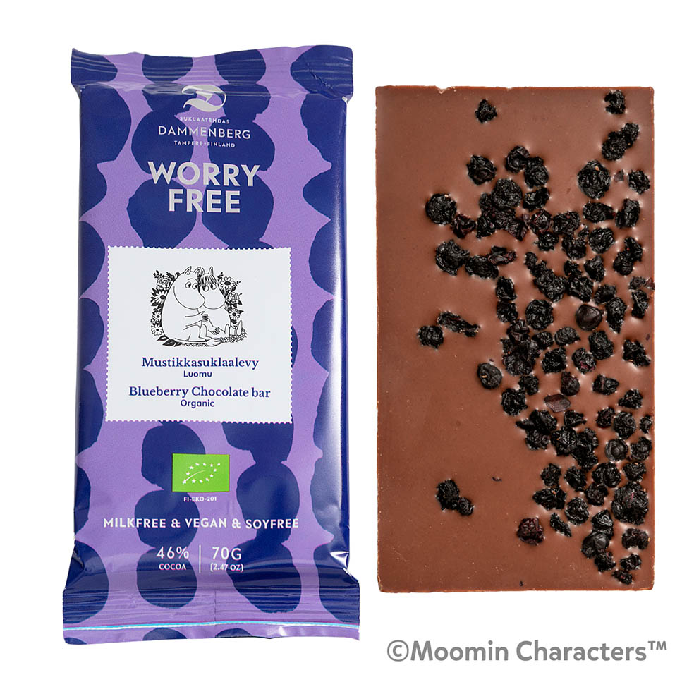 LifTe北欧の暮らし フィンランドの家族経営で作られるチョコレートブランド「DAMMENBERG(ダンメンベルグ)」から発売されるムーミンデザインのオーガニックチョコレート ムーミン 有機ブルーベリーチョコレート カカオ46％ [70g]