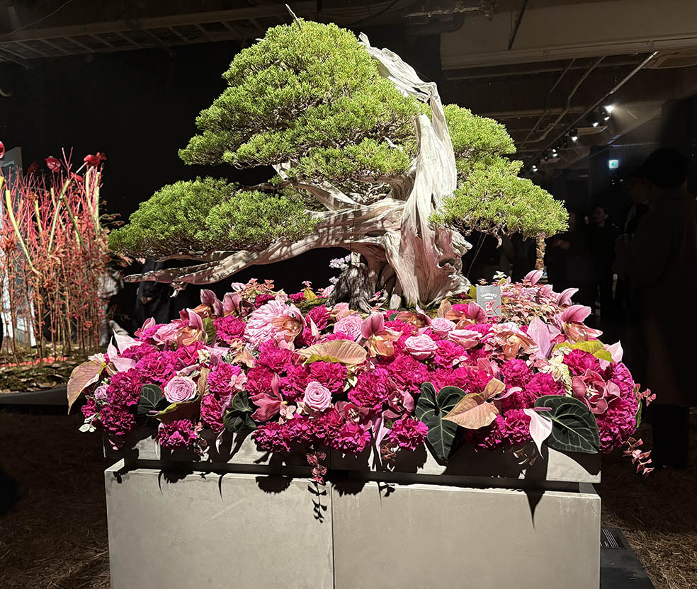 LifTe北欧の暮らし デンマーク出身のフラワーアーティスト ニコライ・バーグマンがフラワーボックス生誕25周年を記念して開催している特別展「KUMIAWASE -25年の軌跡を、25のフラワーアートと組み合わせで紡ぐ5日間-」盆栽アーティスト小島鉄平とのコラボアート