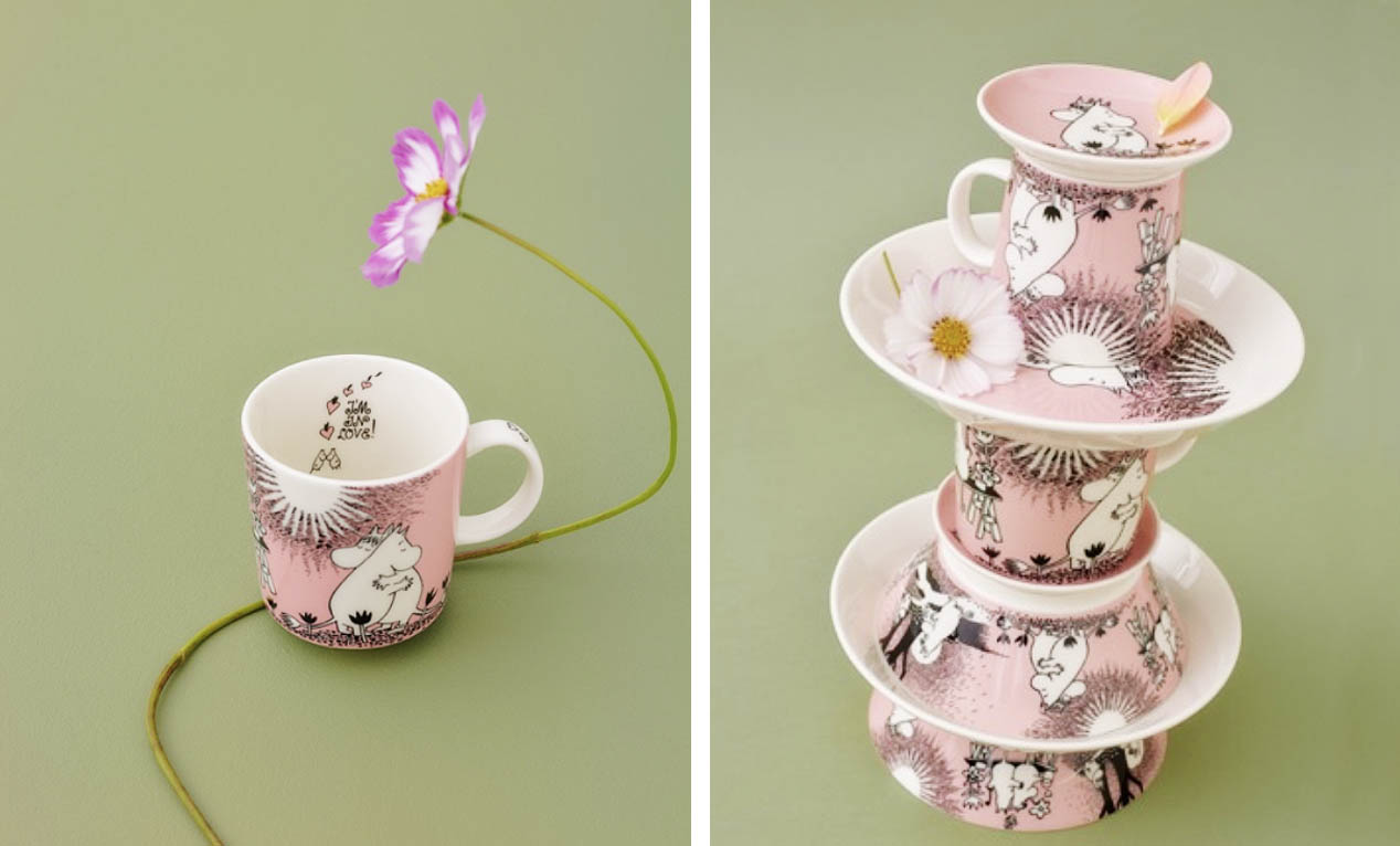 ARABIA】アラビア ムーミン LOVE ピンク プレート&マグ Moomin（ARABIA