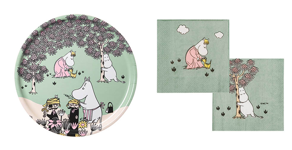 LifTe北欧の暮らし フィンランドのムーミンアラビアから2月18日(水)に発売される「Loving Care(ラビングケア)」の木製ボウルと紙ナプキン ムーミン スノークのお嬢さん ムーミンママと海賊