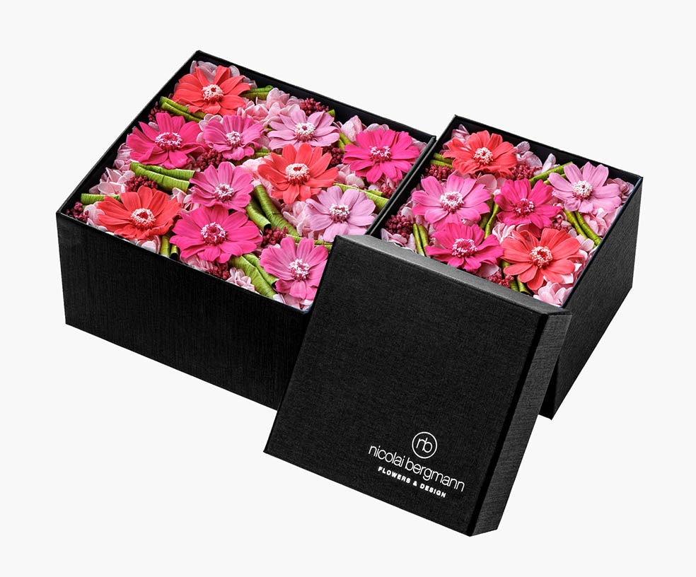 LifTe北欧の暮らし デンマーク出身のフラワーアーティスト ニコライ・バーグマンが手がけるスプリングコレクション2026のスプリング限定プリザーブドフラワーボックス「Spring Zinnia(スプリング ジニア)」