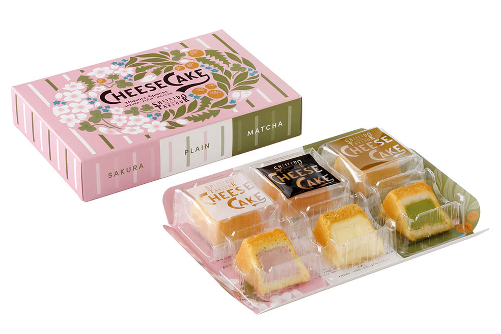 LifTe北欧の暮らし 資生堂パーラーから2月15日に発売されるデンマーク産のクリームチーズを使用したチーズケーキのさくら、抹茶、プレーンが2個ずつ入った3種チーズケーキ