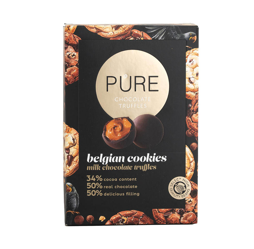 LifTe北欧の暮らし 成城石井で1月9日から展開されている「推しチョコ★発見フェア～推しチョコカルテが導く、私だけのご褒美～」で販売されているラトビアのチョコブランド「Pure(ピュア)」のトリュフチョコ ピュア ミルクチョコレートトリュフ ベルジャンクッキークリーム