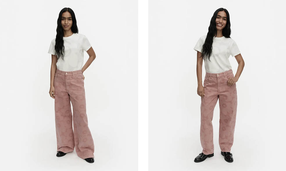 LifTe北欧の暮らし フィンランドのmarimekko(マリメッコ)が1月30日に一般発売するマリデニム(Marimekko Maridenim)の新コレクション「プレスプリング 2026コレクション」【Unikko】 Wide デニムパンツ Barrel デニムパンツ