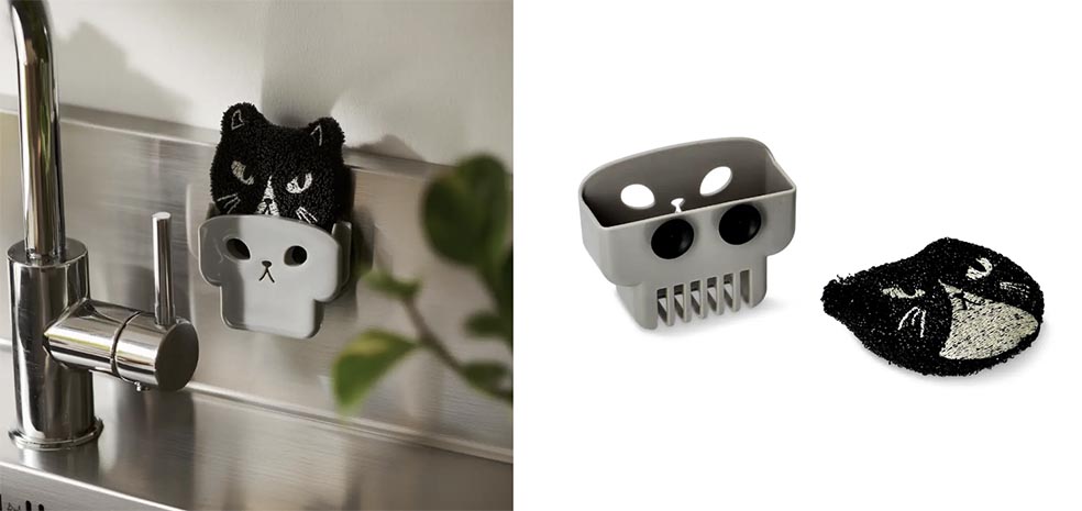 LifTe北欧の暮らし デンマーク発祥のライフスタイル雑貨「フライングタイガー コペンハーゲン」が発売する猫モチーフのスポンジ(ホルダー付き)