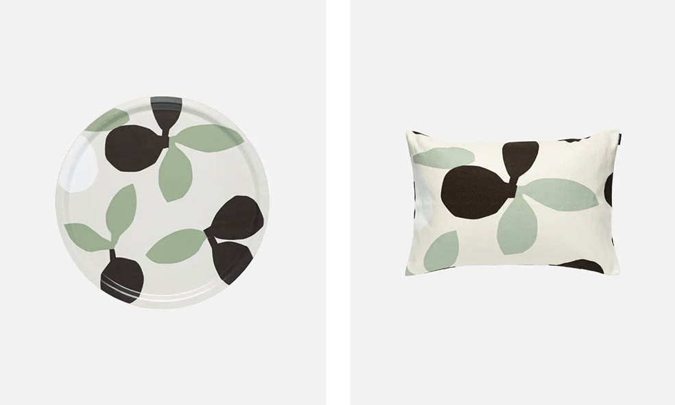 LifTe北欧の暮らし フィンランドのデザインハウス marimekko(マリメッコ)が2月25日にオープンする熊本鶴屋百貨店で先行販売アイテムとして用意される【Omppo】 46cm トレイと、【Pieni Omppo】 40×60cm ピローケース