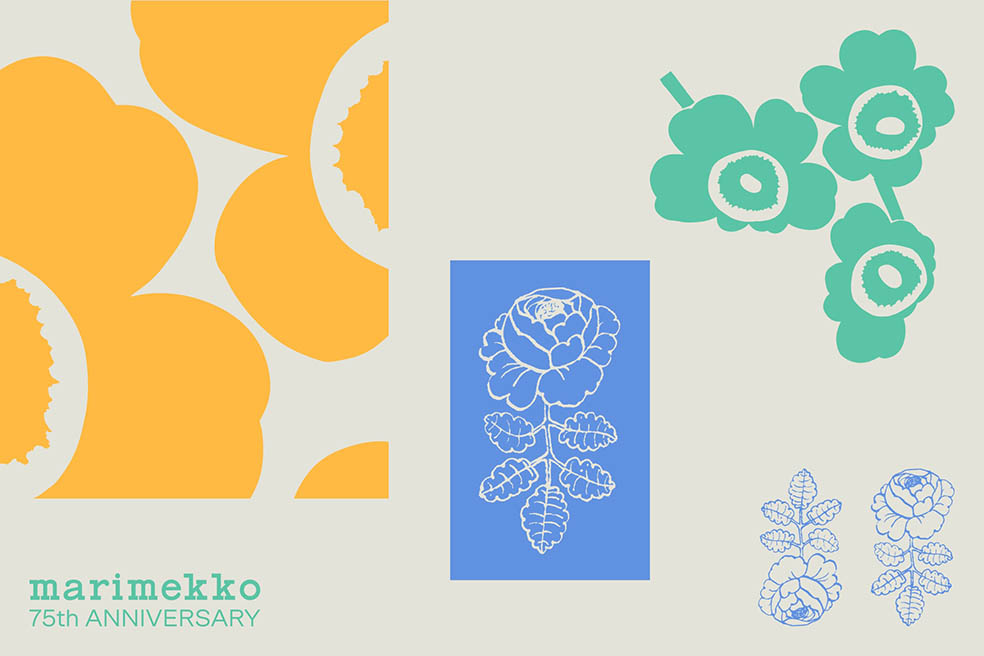 LifTe北欧の暮らし フィンランドのマリメッコ(marimekko)がブランド設立75周年を記念してできたビジュアルマイヤ・イソラのウニッコ(unikko)や、Vihkiruusu（ヴィヒキルース）がデザインされている