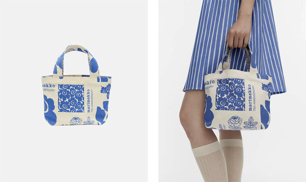 LifTe北欧の暮らし フィンランドのマリメッコ(marimekko)がブランド設立75周年を記念してできた マイヤ・イソラのウニッコ(unikko)や、Vihkiruusu（ヴィヒキルース）をデザインしたランチトートバッグ