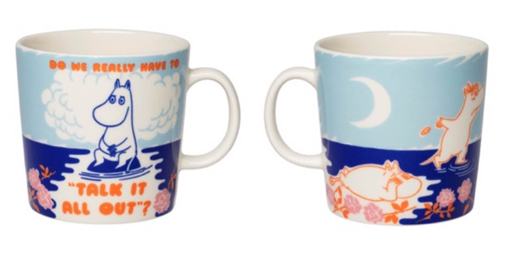 LifTe北欧の暮らし フィンランドのムーミン アラビアが7月26日から発売する1950年代に英国紙「Evening News」で連載されたムーミンコミックスに着想を得た新コレクション「Rebel Club(レベルクラブ)」 「ああ、なんてドラマチック!」 Talk It All Out(トークイットオールアウト/ちゃんと話し合おう)マグカップ 0.4L ムーミン スノークのお嬢さん