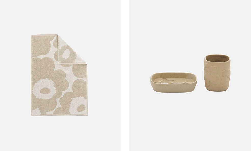 LifTe北欧の暮らし フィンランドのマリメッコ(marimekko)が発売する新コレクション Unikko 50×70㎝ ハンドタオルとUnikko ソープディッシュ×歯ブラシホルダーSet