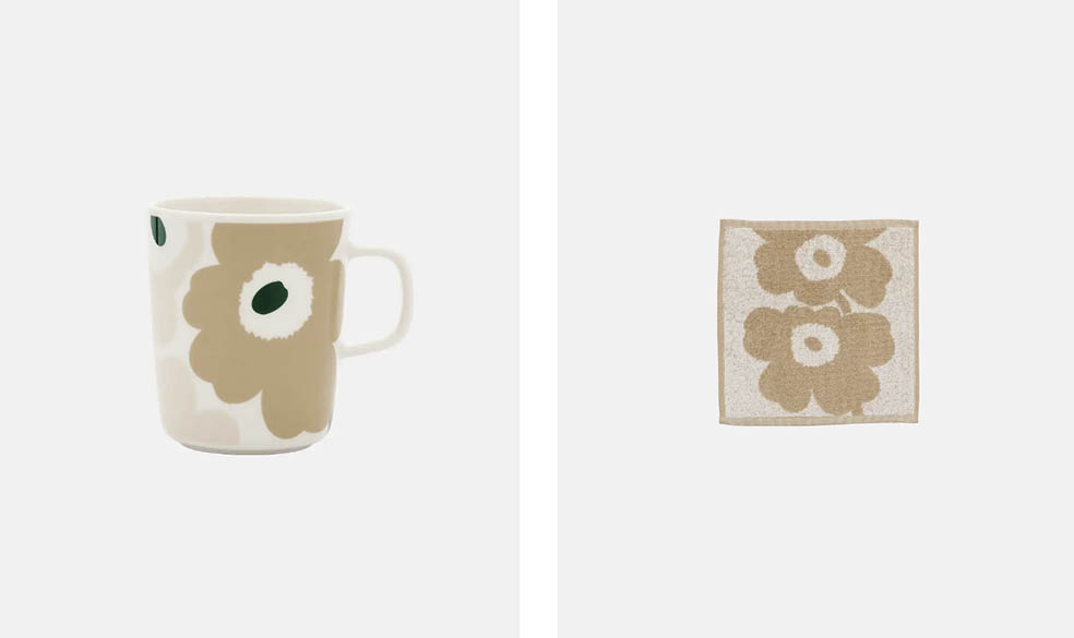 LifTe北欧の暮らし フィンランドのmarimekko(マリメッコ)が7月29日から松屋銀座で開催するポップアップ「Marimekko Wa Living in Ginza」で販売するUnikko 2.5dl マグカップ とミニタオル ウニッコ