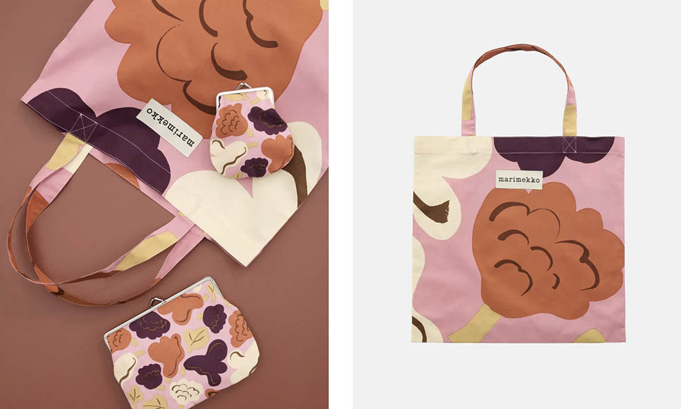 LifTe北欧の暮らし フィンランドのマリメッコ(marimekko)の新作ホームコレクション Erja Hirvi(エルヤ・ヒルヴィ)がデザインしたクカスタ クッカーン(Kukasta kukkaan) ファブリックバッグ