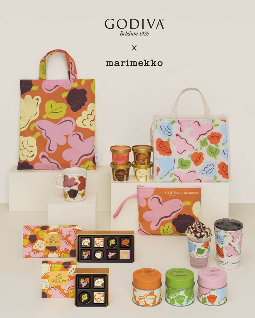 LifTe北欧の暮らし フィンランドのマリメッコ(marimekko)とチョコレートブランドGODIVA(ゴディバ)がコラボして発売するエルヤ・ヒルヴィが2024年に手がけた「Kukasta kukkaan(クカスタ クッカーン)を取り入れた