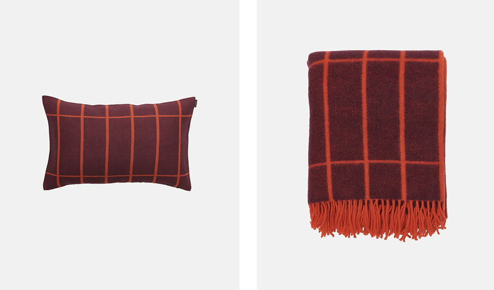 LifTe北欧の暮らし フィンランドのmarimekko(マリメッコ)が発売する秋冬の新作ホームコレクション レンガをモチーフにした「Tiiliskivi(ティイリスキヴィ)」 クッションカバーとブランケット